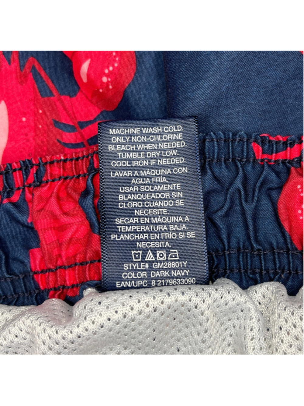 George [G] Men's Lobster Print Swim Trunks Blue and Pink Large 36-38 - Picture 4 of 4
